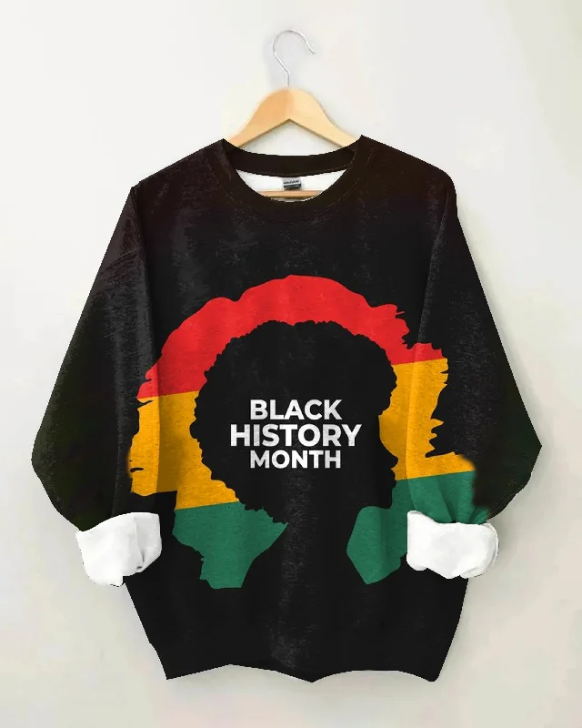 Stylish Contrast Colors for Black History Month Long Sleeve Sweatshirt