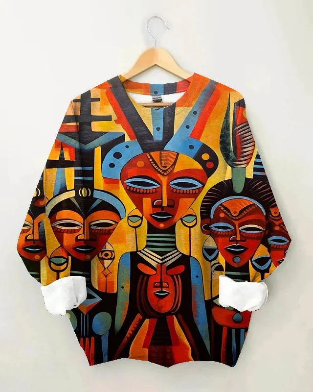 Abstract Art Tribal Oil Painting Long Sleeve Sweatshirt