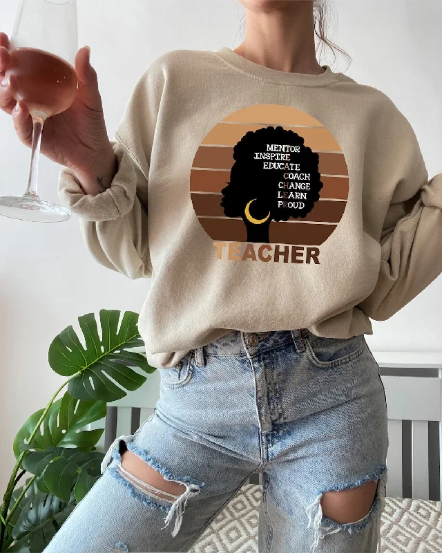 Melanin Teacher Long Sleeve Sweatshirt