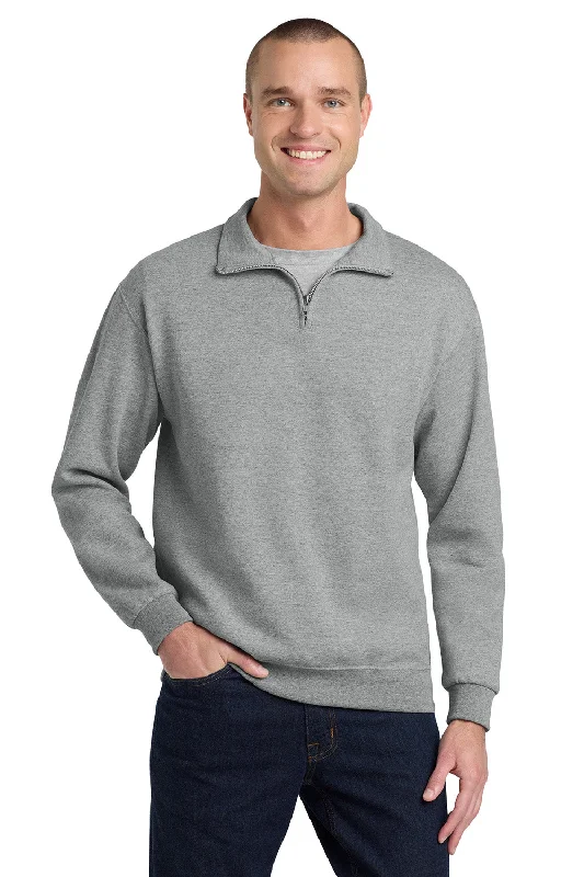 Jerzees Mens NuBlend Pill Resistant Fleece 1/4 Zip Sweatshirt - Oxford Grey