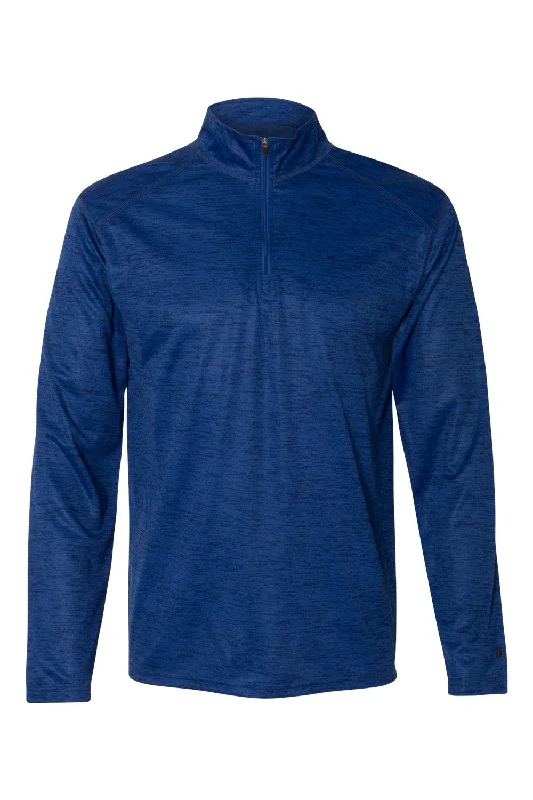 Badger Mens Tonal Blend Moisture Wicking 1/4 Zip Sweatshirt - Royal Blue Tonal Blend - Closeout