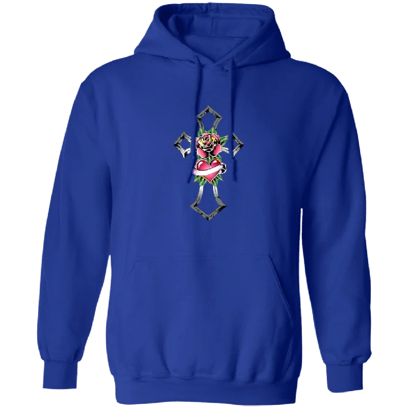 Tribal Rose with Heart Emblem Unisex Pullover Hoodie