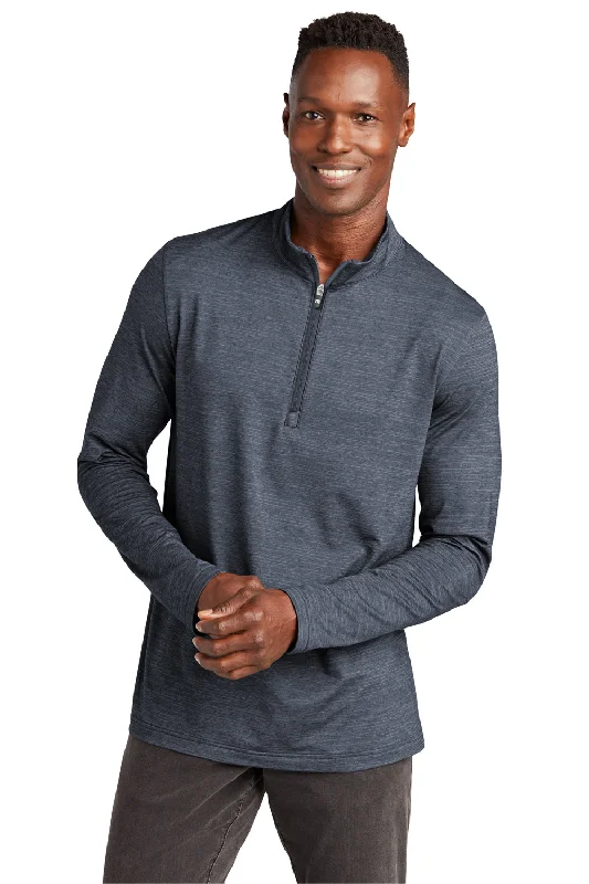 TravisMathew Mens Crestview 1/4 Zip Sweatshirt - Heather Vintage Indigo Blue