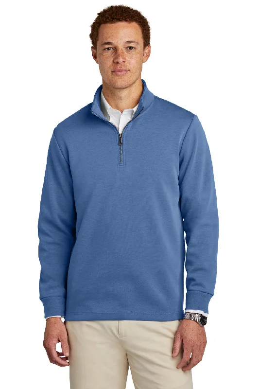 Brooks Brothers Mens Double Knit 1/4 Zip Sweatshirt - Charter Blue