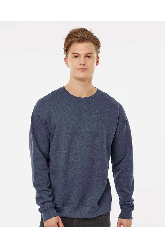 Tultex Mens Fleece Crewneck Sweatshirt - Heather Denim Blue