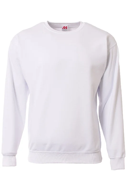 A4 Mens Sprint Tech Fleece Crewneck Sweatshirt - White