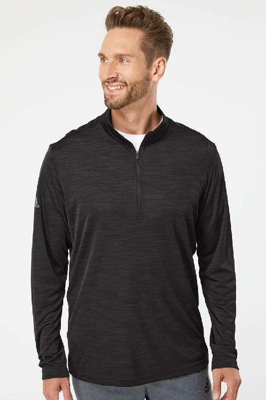 Adidas Mens Moisture Wicking 1/4 Zip Sweatshirt - Black Melange