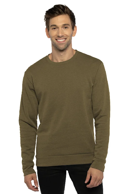 Next Level Mens PCH Crewneck Sweatshirt - Heather Military Green