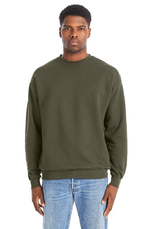 Hanes Mens Perfect Sweats Crewneck Sweatshirt - Fatigue Green