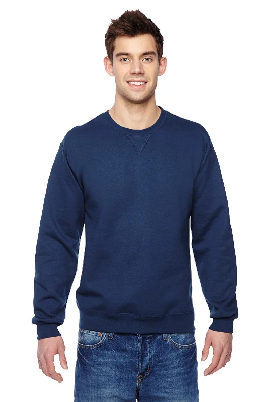 Fruit Of The Loom Mens Softspun Fleece Crewneck Sweatshirt - Navy Blue - Closeout