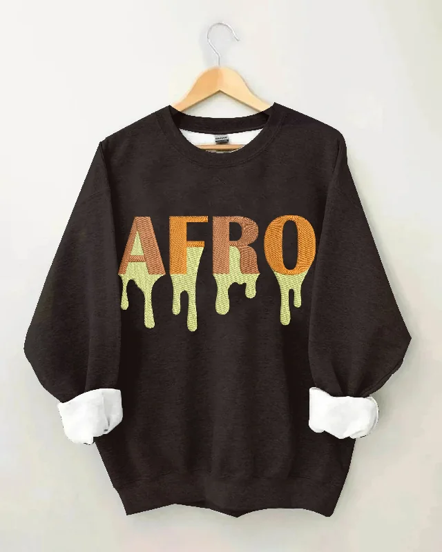 Afro Contrasting Design Long Sleeve Sweatshirt