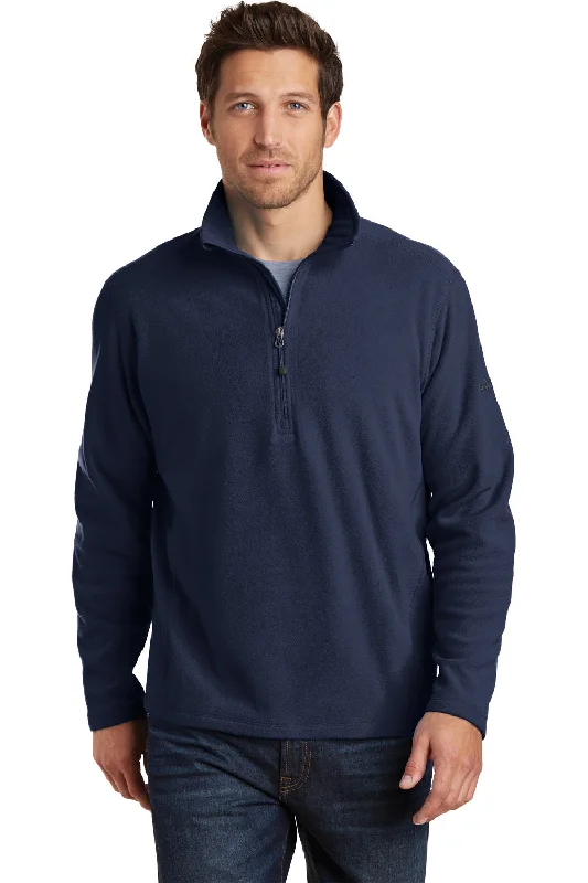 Eddie Bauer Mens Pill Resistant Microfleece 1/4 Zip Sweatshirt - Navy Blue