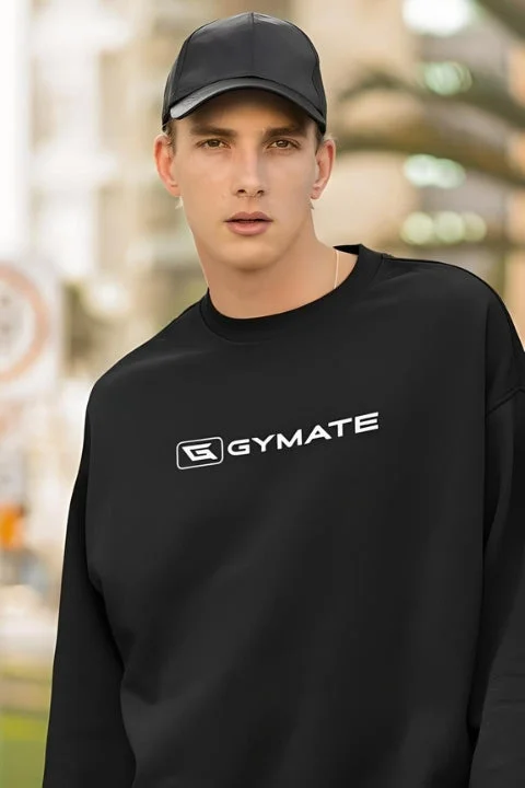 Mens Sports Sweatshirt Essentials Range Black [Large white logo]