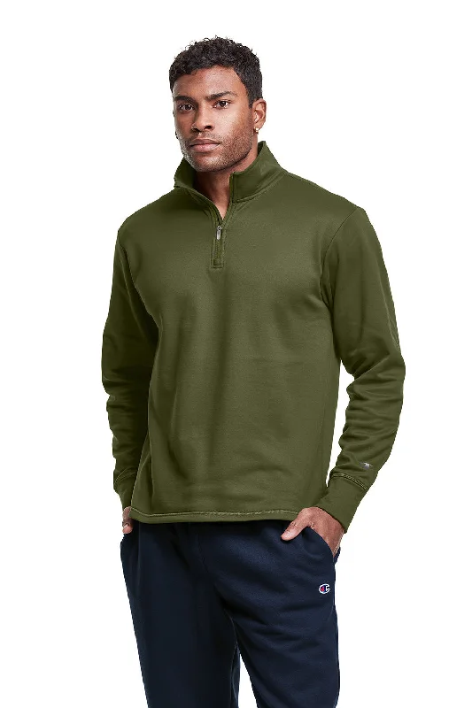 Champion Mens Sport 1/4 Zip Sweatshirt - Fresh Olive Green