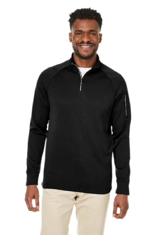 Core 365 Mens Fusion ChromaSoft Anti Static Fleece 1/4 Zip Sweatshirt w/ Pocket - Black