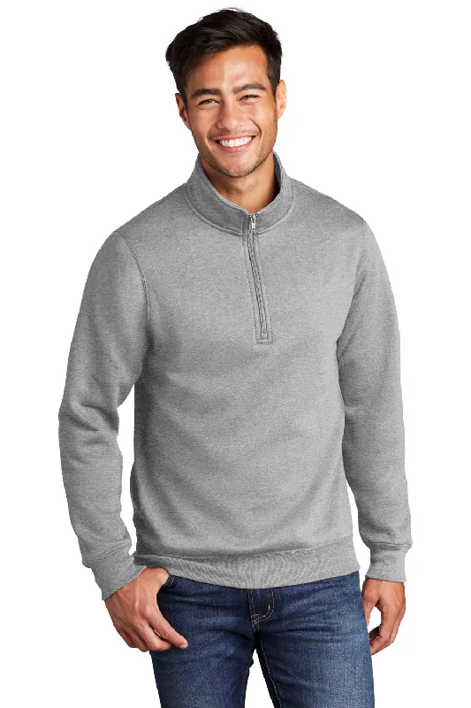 Port & Company Mens Core Fleece 1/4 Zip Sweatshirt - Heather Grey