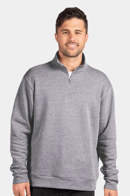 Next Level Mens Fleece 1/4 Zip Sweatshirt - Heather Grey