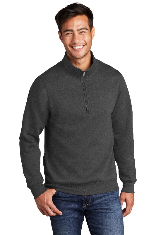 Port & Company Mens Core Fleece 1/4 Zip Sweatshirt - Heather Dark Grey