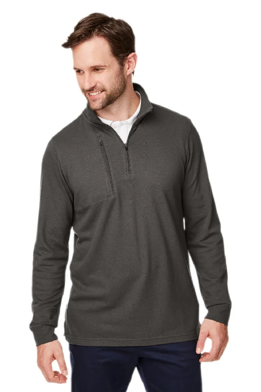 Devon & Jones Mens New Classics Performance Moisture Wicking 1/4 Zip Sweatshirt w/ Pocket - Graphite Grey