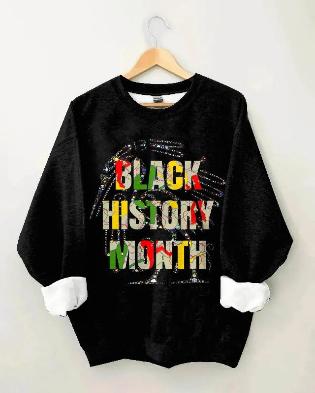 Flash Diamond Print Black History Unisex Long Sleeve Sweatshirt