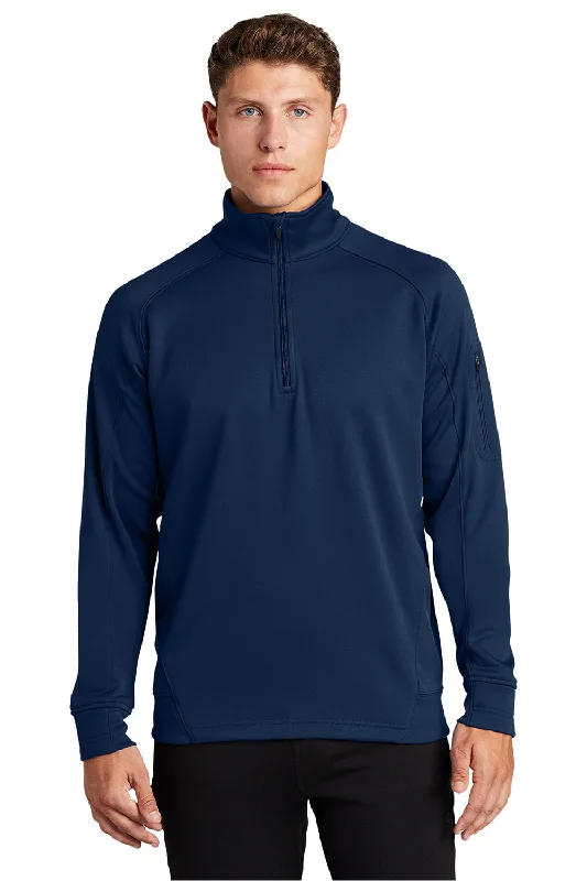 Sport-Tek Mens Tech Moisture Wicking Fleece 1/4 Zip Sweatshirt w/ Pocket - True Navy Blue