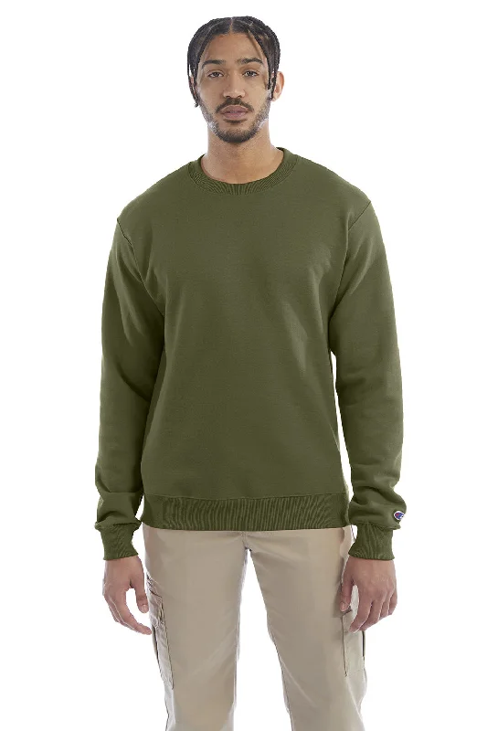 Champion Mens Double Dry Eco Moisture Wicking Fleece Crewneck Sweatshirt - Fresh Olive Green