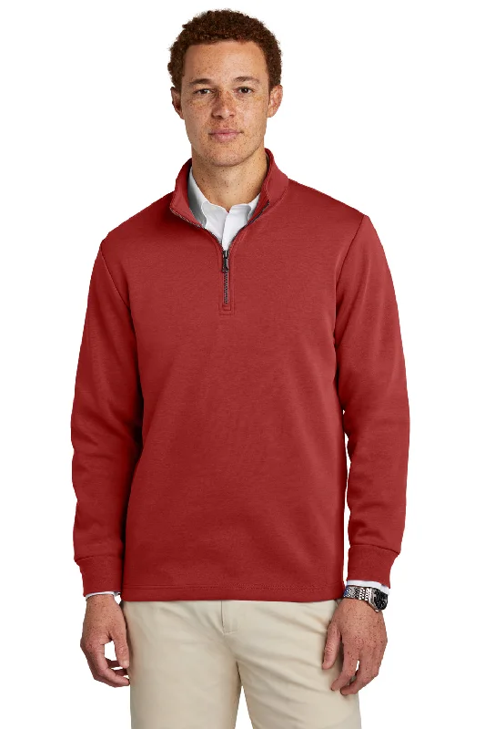 Brooks Brothers Mens Double Knit 1/4 Zip Sweatshirt - Rich Red