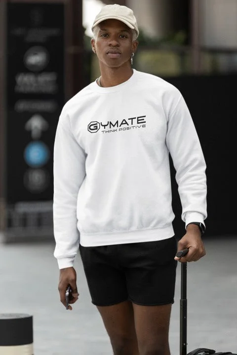 Mens Designer Sweatshirts Centre 'Think Positive' [White]