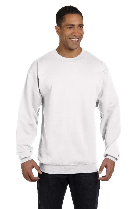 Champion Mens Double Dry Eco Moisture Wicking Fleece Crewneck Sweatshirt - White