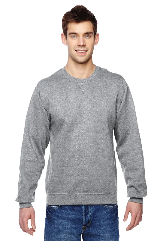 Fruit Of The Loom Mens Softspun Fleece Crewneck Sweatshirt - Heather Grey - Closeout