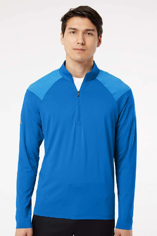 Adidas Mens Shoulder Stripe Moisture Wicking 1/4 Zip Sweatshirt - Glory Blue