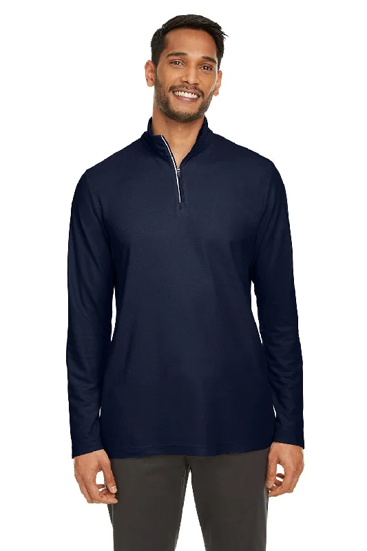 Core 365 Mens Fusion ChromaSoft Performance Moisture Wicking Pique 1/4 Zip Sweatshirt - Classic Navy Blue