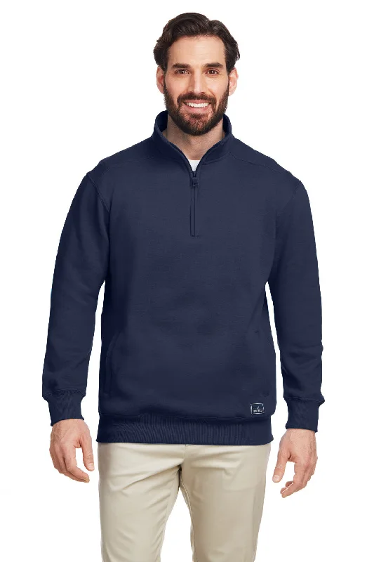 Nautica Mens Anchor 1/4 Zip Sweatshirt w/ Pockets - Navy Blue