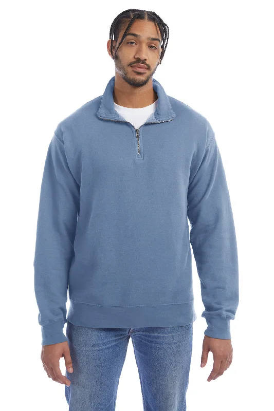 ComfortWash By Hanes Mens 1/4 Zip Sweatshirt - Saltwater Blue