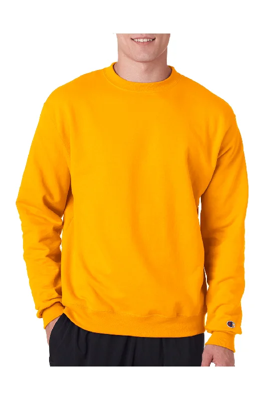 Champion Mens Double Dry Eco Moisture Wicking Fleece Crewneck Sweatshirt - Gold