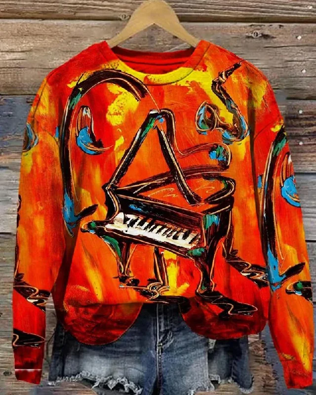 Comstylish Jazz Music Oil Painting Sweatshirt