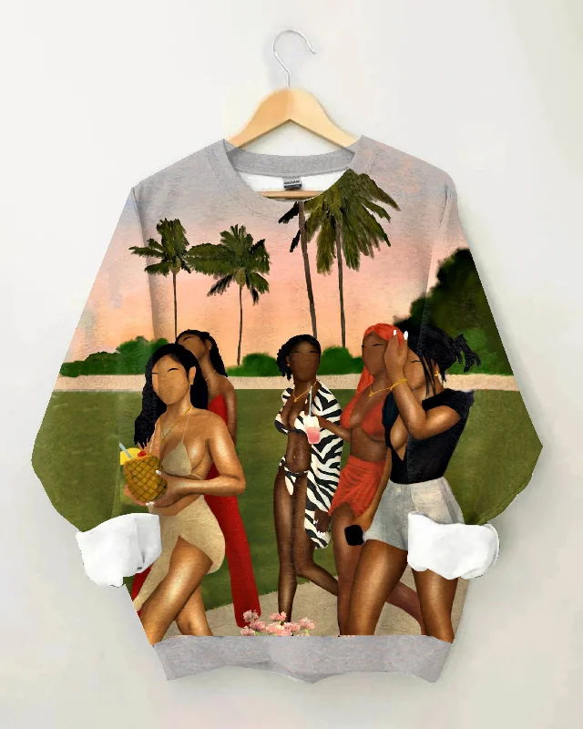 Black Sisters Vacation Long Sleeve Sweatshirt