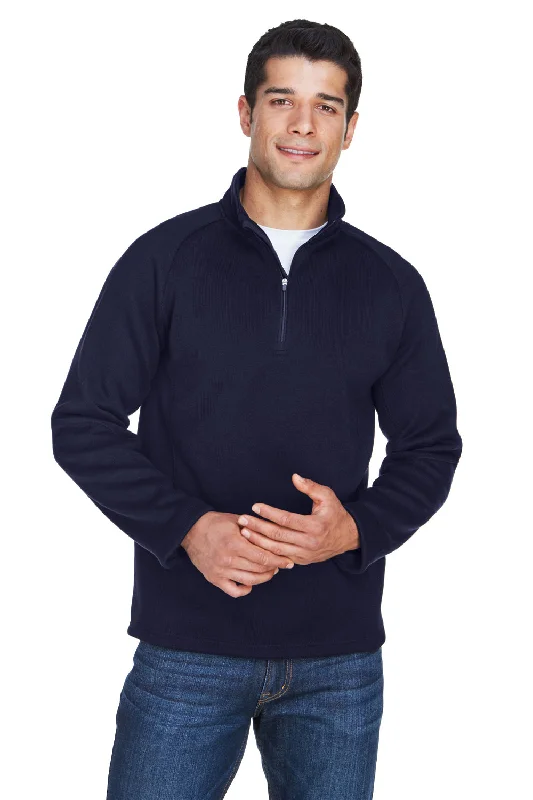 Devon & Jones Mens Bristol Pill Resistant Sweater Fleece 1/4 Zip Sweatshirt - Navy Blue