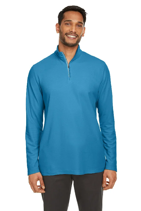 Core 365 Mens Fusion ChromaSoft Performance Moisture Wicking Pique 1/4 Zip Sweatshirt - Electric Blue