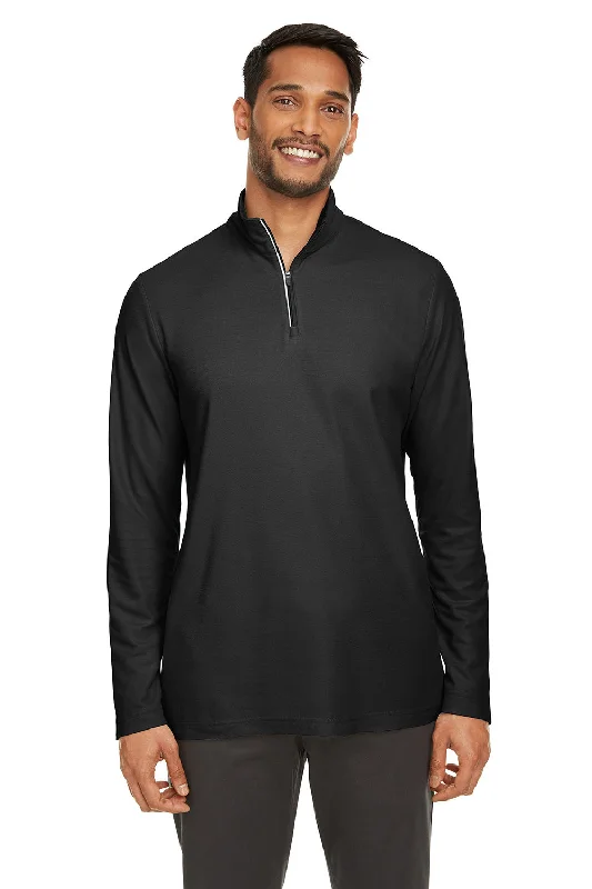 Core 365 Mens Fusion ChromaSoft Performance Moisture Wicking Pique 1/4 Zip Sweatshirt - Black