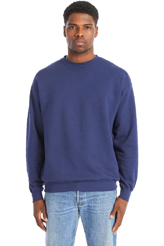 Hanes Mens Perfect Sweats Crewneck Sweatshirt - Navy Blue