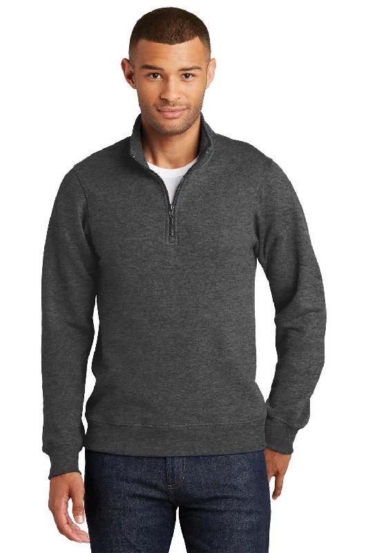 Port & Company Mens Fan Favorite Fleece 1/4 Zip Sweatshirt - Heather Dark Grey