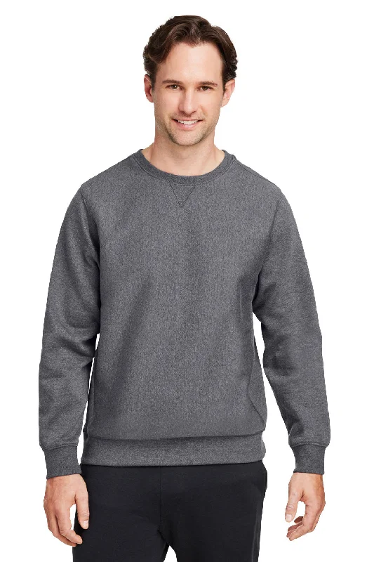 Team 365 Mens Zone HydroSport Water Resistant Crewneck Sweatshirt - Heather Dark Grey