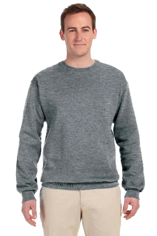 Fruit Of The Loom Mens Supercotton Fleece Crewneck Sweatshirt - Heather Grey - Closeout