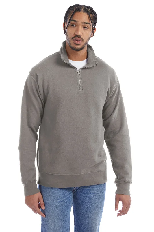 ComfortWash By Hanes Mens 1/4 Zip Sweatshirt - Concrete Grey