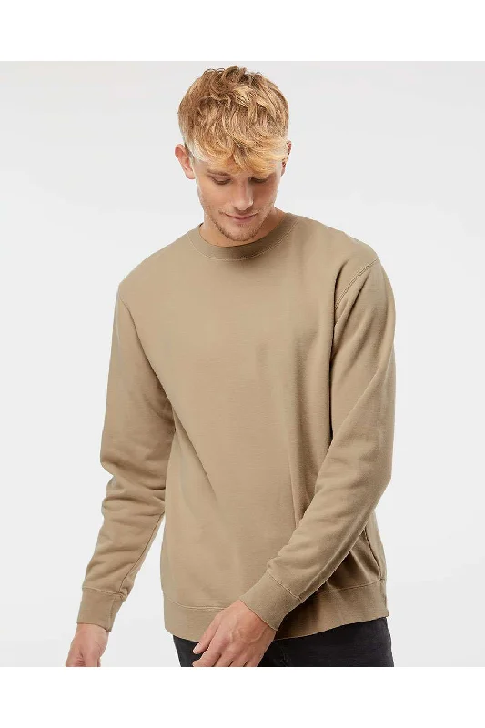 Independent Trading Co. Mens Pigment Dyed Crewneck Sweatshirt - Sandstone Brown