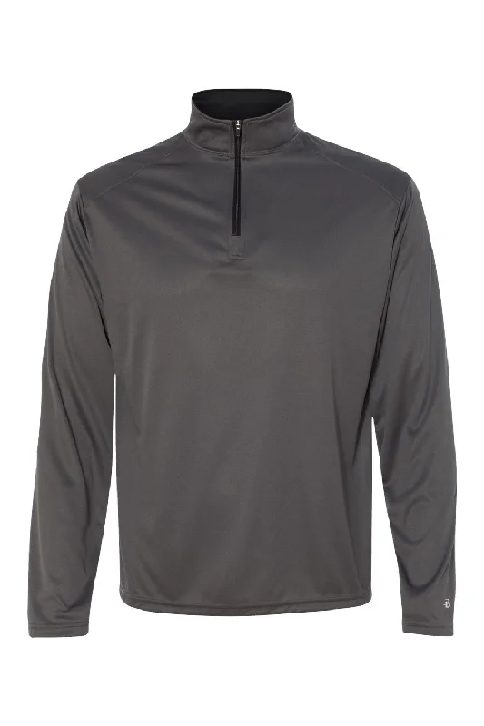 Badger Mens B-Core Moisture Wicking 1/4 Zip Sweatshirt - Graphite Grey/Black