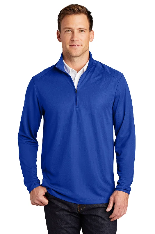 Port Authority Mens Moisture Wicking 1/4 Zip Sweatshirt - True Royal Blue