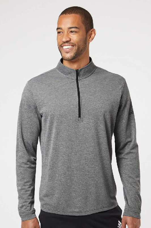 Adidas Mens UPF 50+ 1/4 Zip Sweatshirt - Heather Black