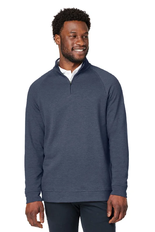 Devon & Jones Mens New Classics Charleston 1/4 Zip Sweatshirt - Navy Blue Melange